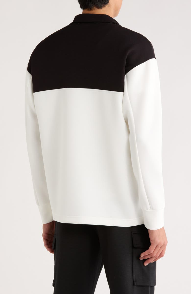 Tahari Colorblock Quarter Zip Sweatshirt, Alternate, color, Black/ White