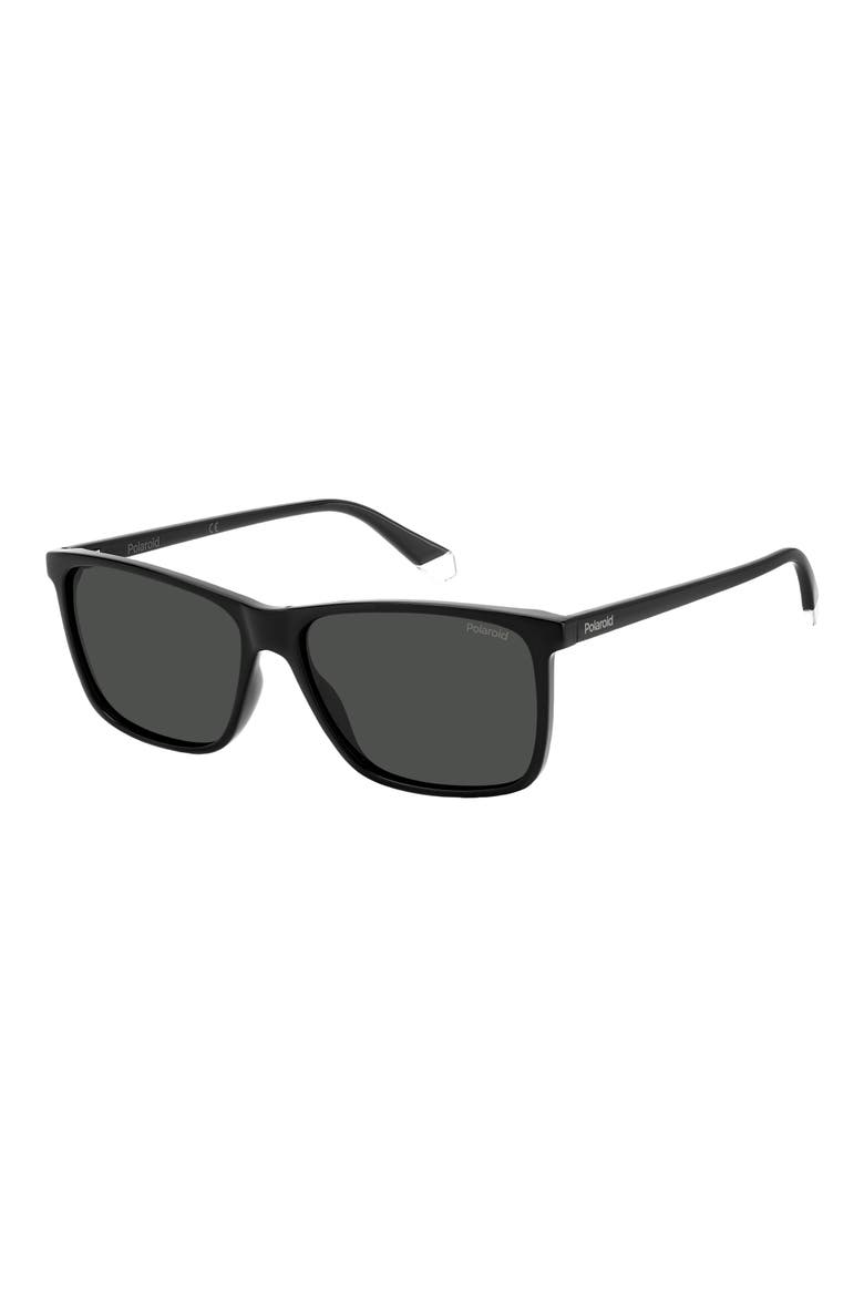 Kids' 58mm Polarized Rectangular Sunglasses, Alternate, color, BLACK/ GREY POLARIZED