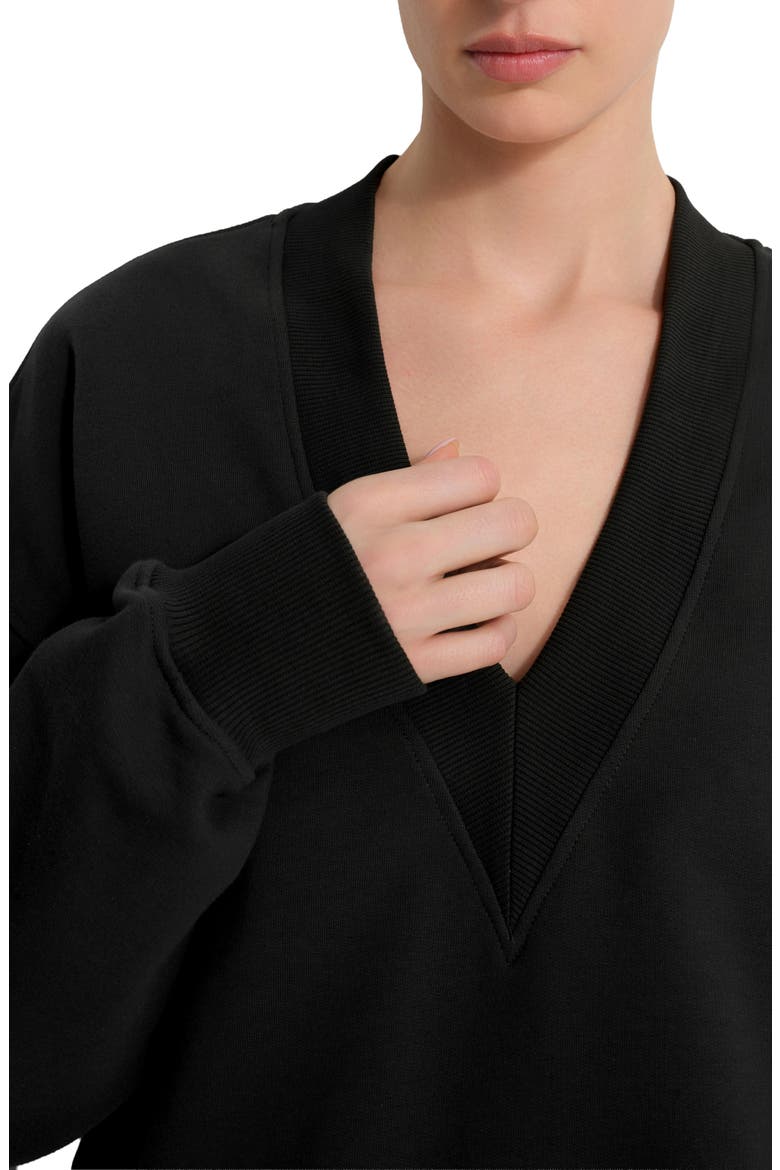 Mira V-Neck Sweatshirt Dress, Alternate, color, BLACK