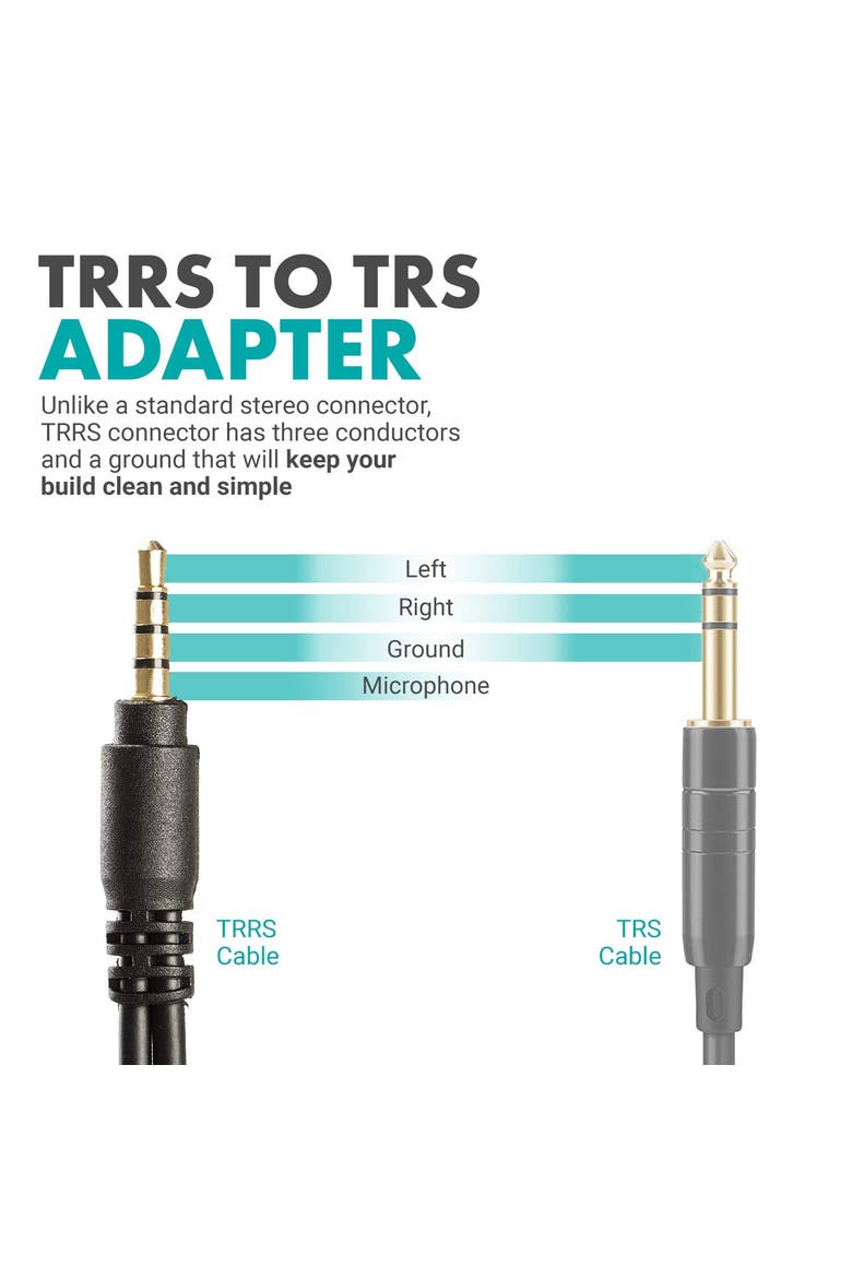 TCB1 3.5mm TRS (Female) Microphone to TRRS (Male) Smartphone Adapter, Alternate, color, Black