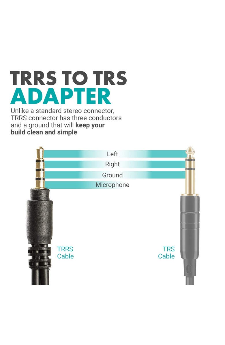 MOVO TCB1 3.5mm TRS (Female) Microphone to TRRS (Male) Smartphone Adapter, Alternate, color, Black