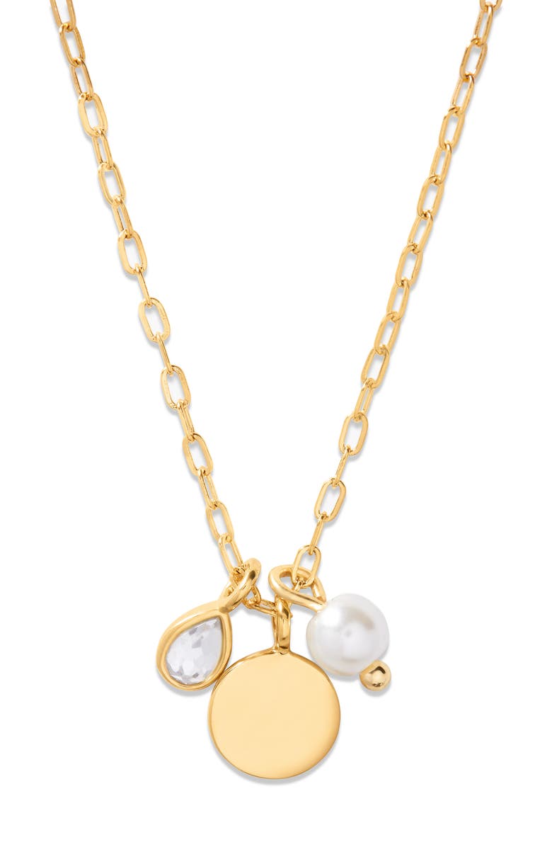 Brook and York Cecilia Crystal & Imitation Pearl Charm Pendant Necklace, Main, color, Gold