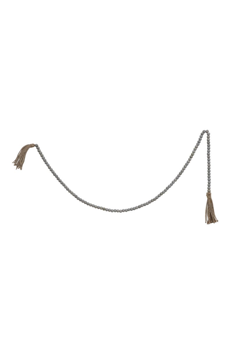 Storied Home Grey Jute & Wood Bead Garland with Tassels, Main, color, Brown