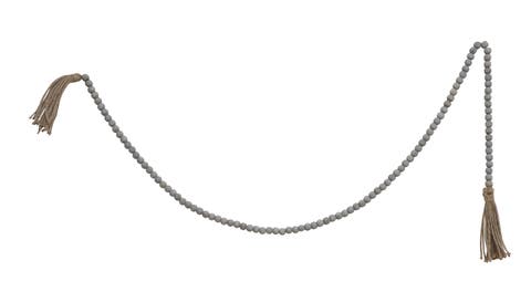 Grey Jute & Wood Bead Garland with Tassels