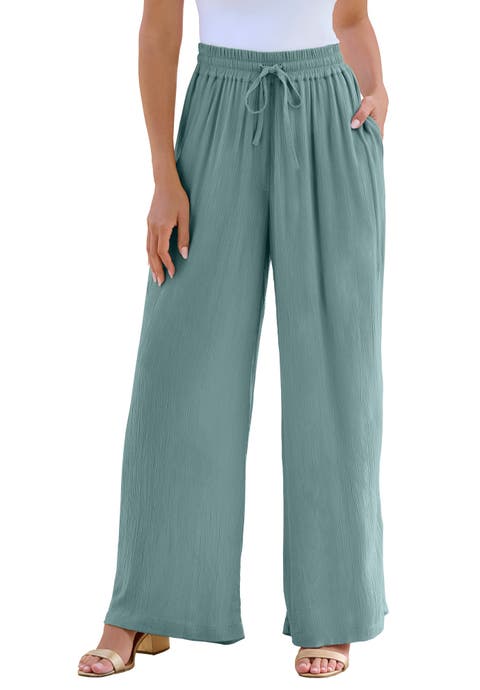 Plus Size Hand Crinkled Wide-Leg Pant (Plus)