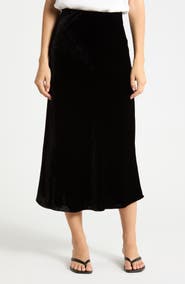 Faherty Stretch Velvet Midi Skirt