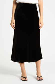 Stretch Velvet Midi Skirt