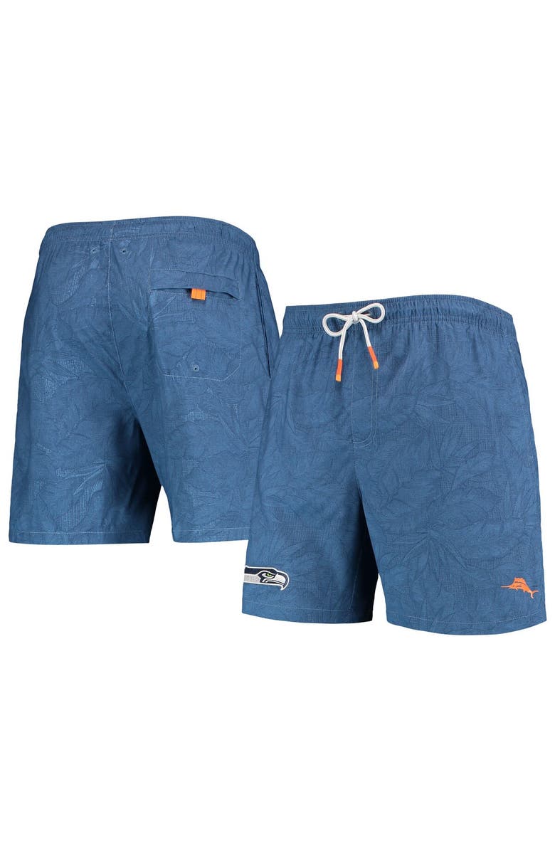 Tommy Bahama Men's Tommy Bahama College Navy Seattle Seahawks Naples Layered Leaves Swim Trunks, Main, color, Blue