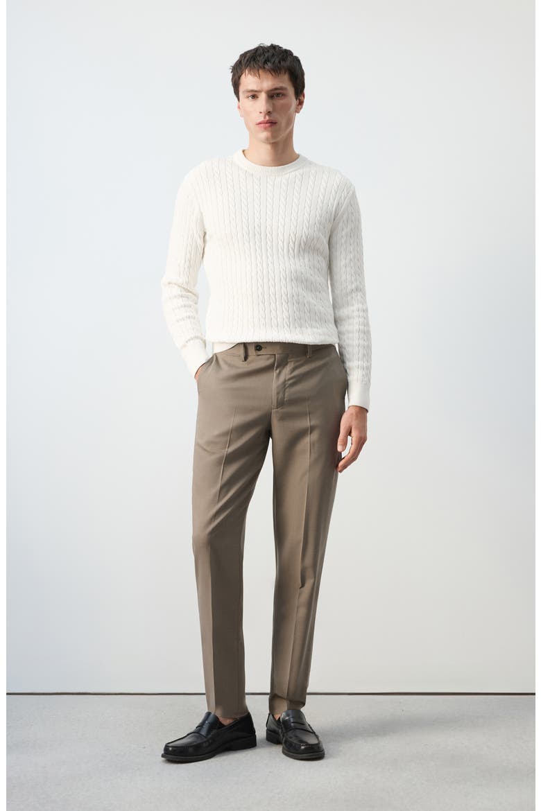 Crewneck Cable Stitch Sweater, Alternate, color, OFF WHITE