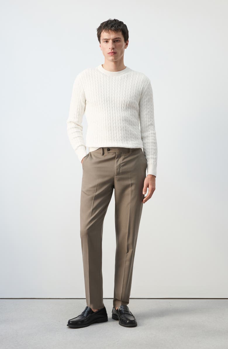 MANGO Crewneck Cable Stitch Sweater, Alternate, color, Off White