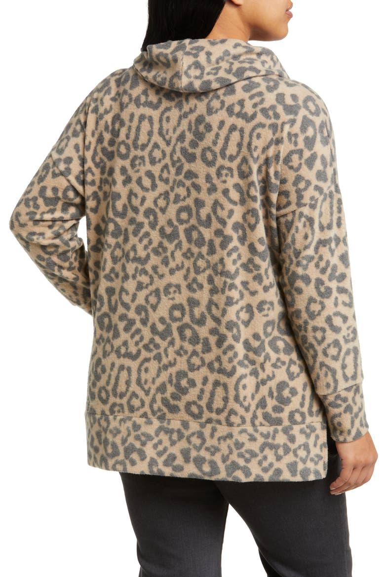 Cowl Knit Top, Alternate, color, CAMEL/ CHARCOAL