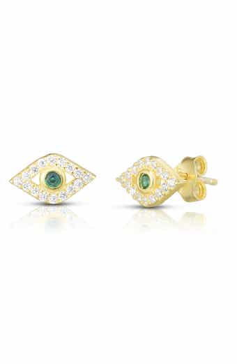 SPHERA MILANO Pavé Evil Eye Stud Earrings
