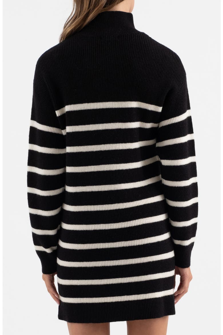 Stripe Long Sleeve Sweater Dress, Alternate, color, BLACK