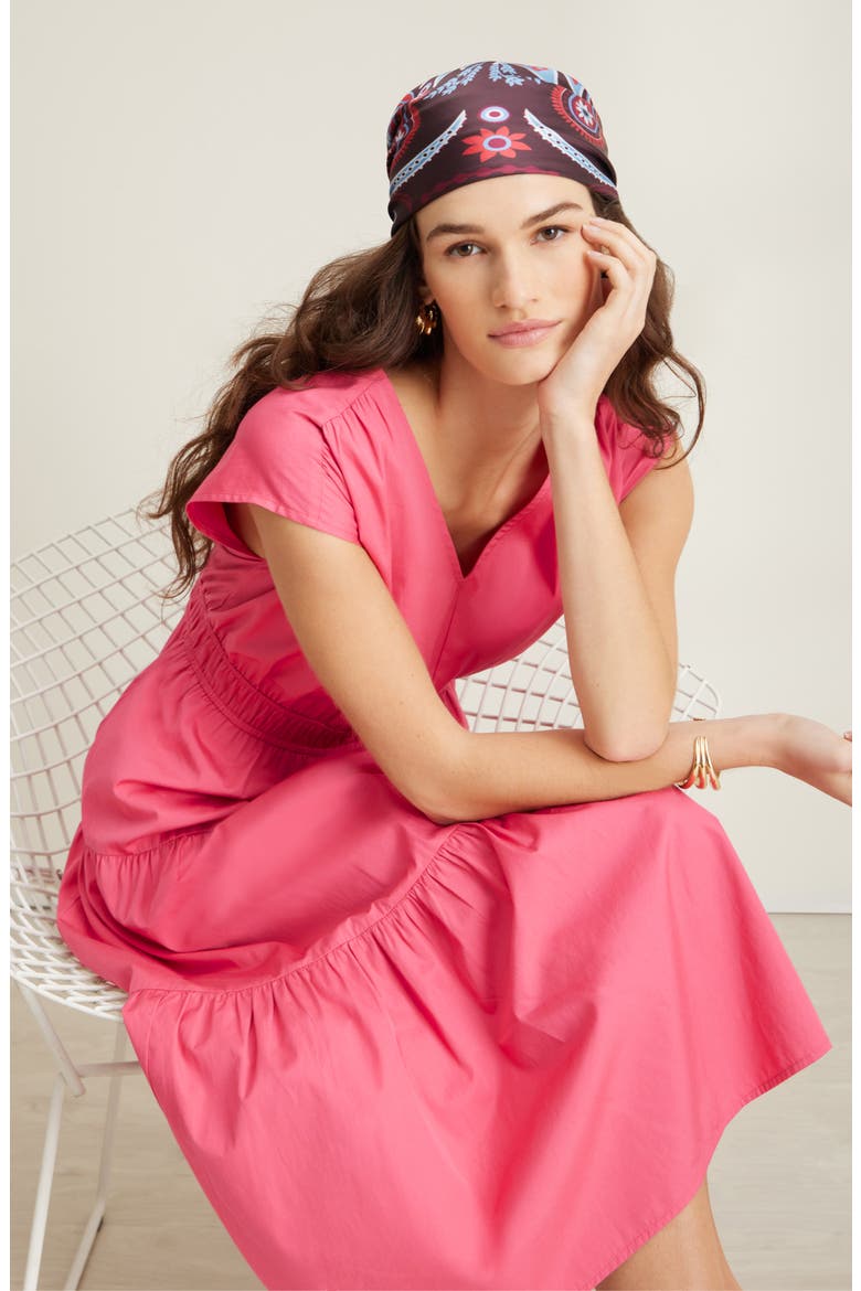 Tiered Poplin Maxi Dress, Alternate, color, PINK CARMINE