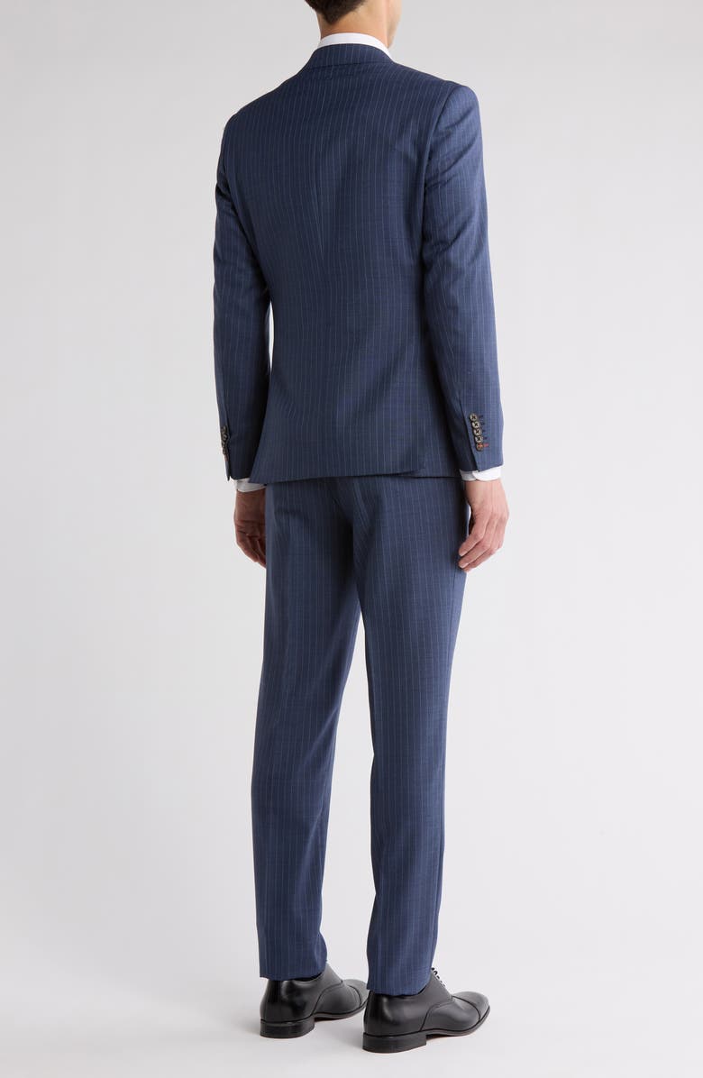 English Laundry Pinstripe Navy Wool Blend Suit, Alternate, color, Grey/ Blue