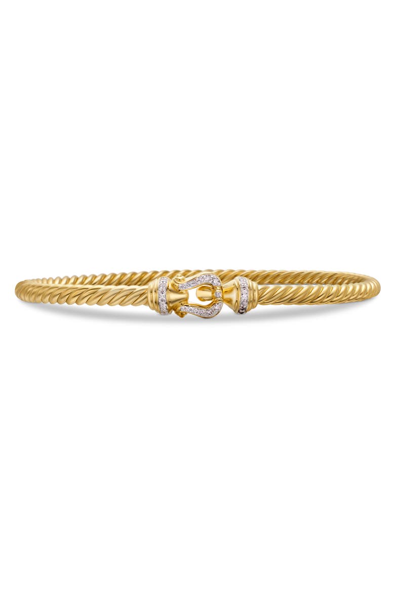 Buckle Cablespira® Bracelet in 18K Yellow Gold with Diamonds, 3.5mm, Main, color, DIAMOND