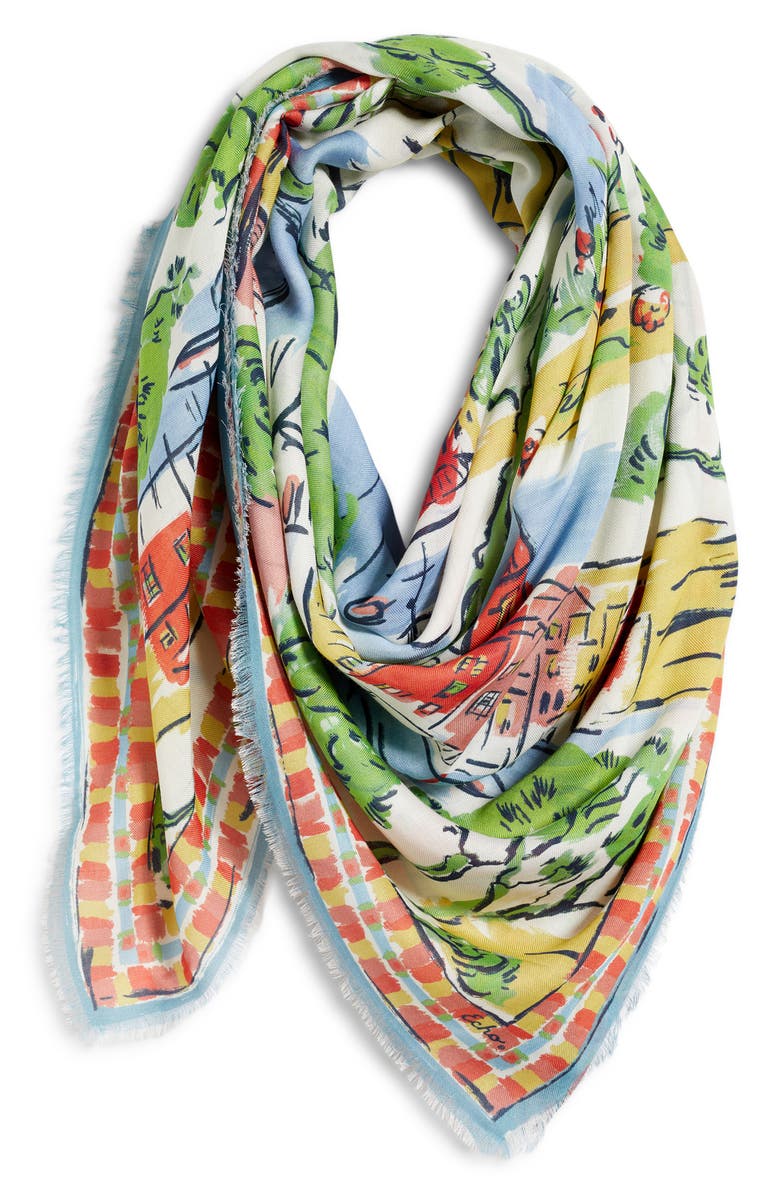 Echo Riviera Square Scarf, Alternate, color, White Multi