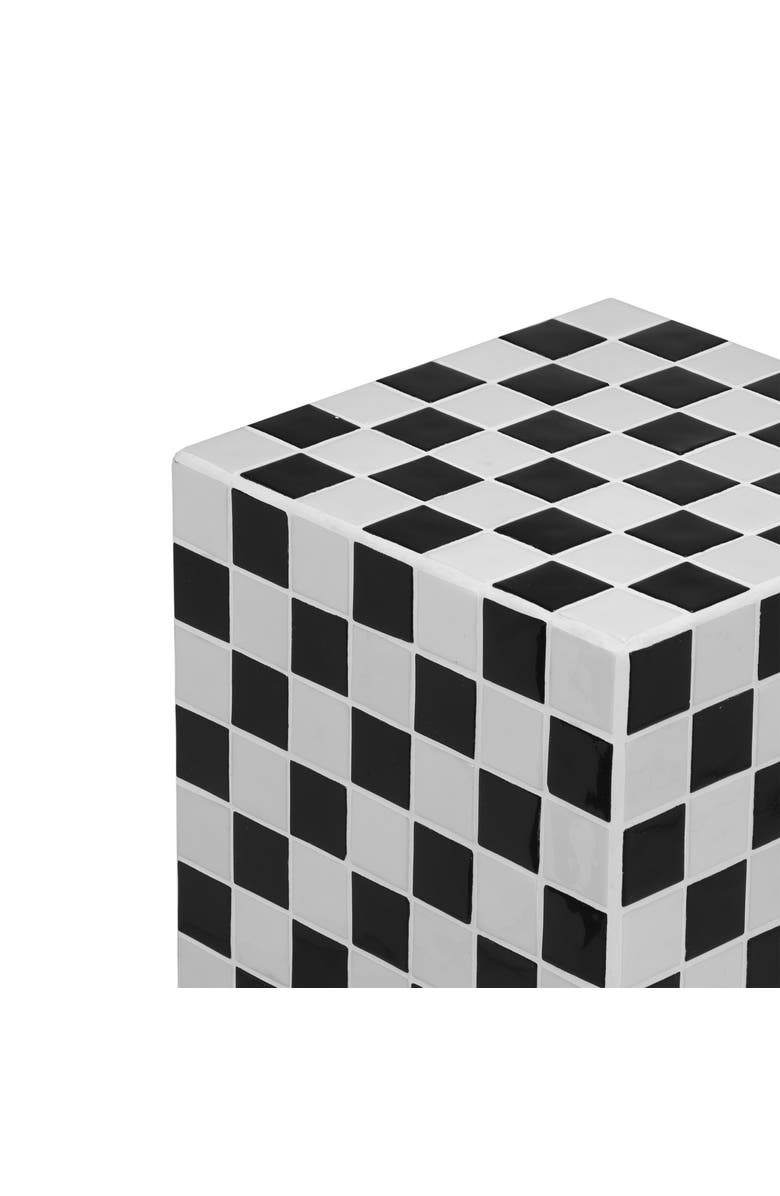 JONATHAN Y Callista 18" Modern Bohemian Ceramic Tiled Rectangle End Table, Alternate, color, Stone Black