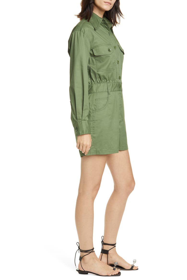 Featherweight Cotton Twill Romper, Alternate, color, OLIVE