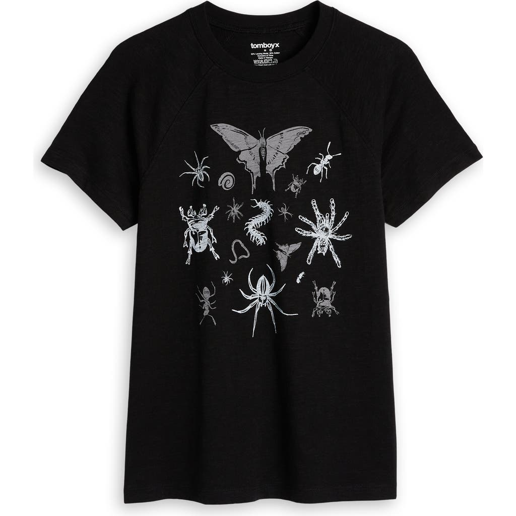 Tomboyx Jersey Slub Raglan Crewneck T-shirt In Black