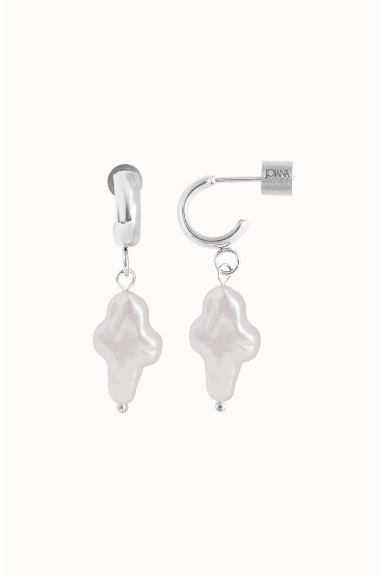 Mini Pearl Cross Earrings, Main, color, White / Silver