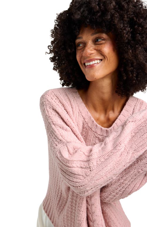 Splendid Cecilia Mixed Stitch Crewneck Sweater In Cotton Candy
