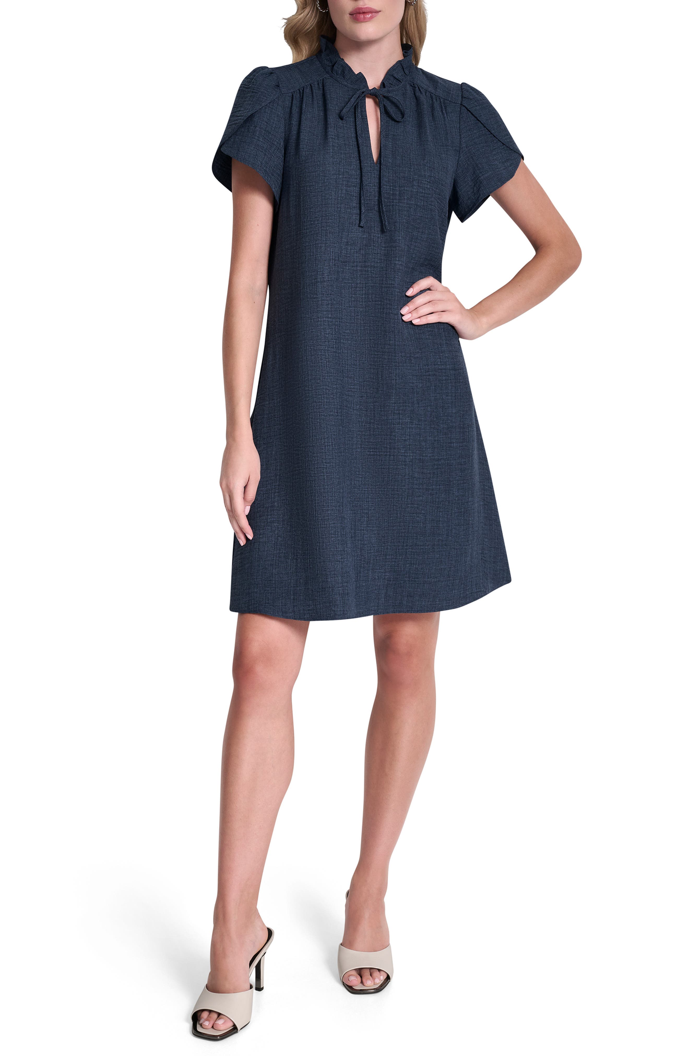 DKNY Ruffled Envelope Sleeve Shift Dress