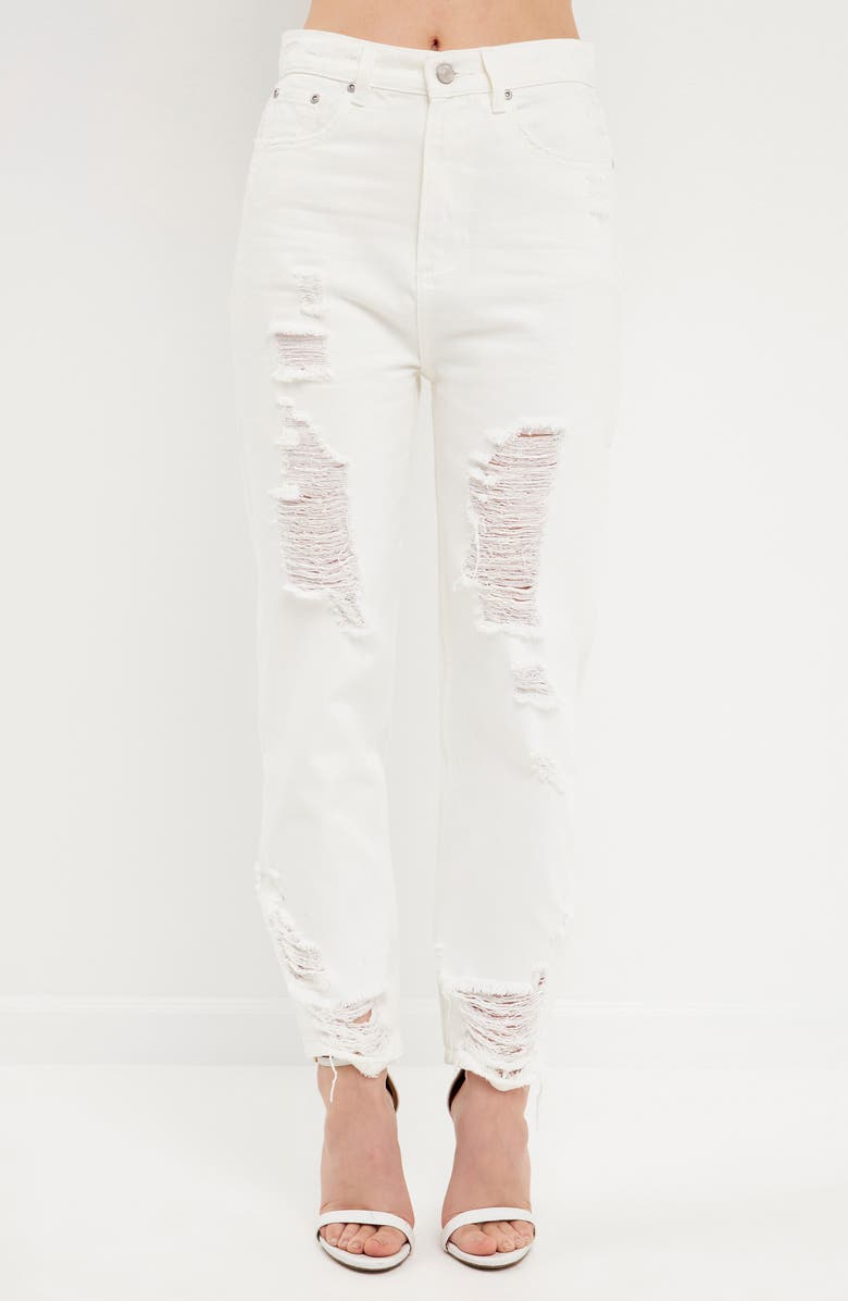 Grey Lab Ripped Straight Leg Nonstretch Jeans, Alternate, color, White