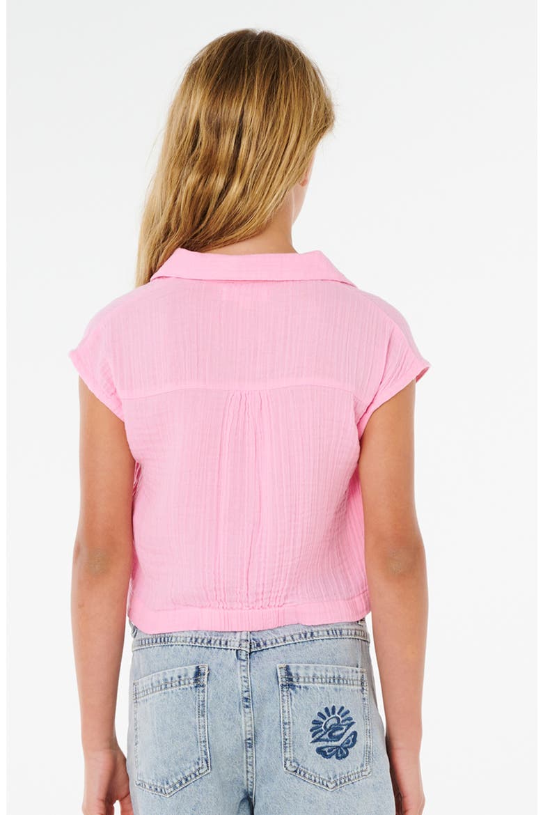 Kids' Premium Surf Crop Cotton Gauze Button-Up Shirt, Alternate, color, BRIGHT PINK