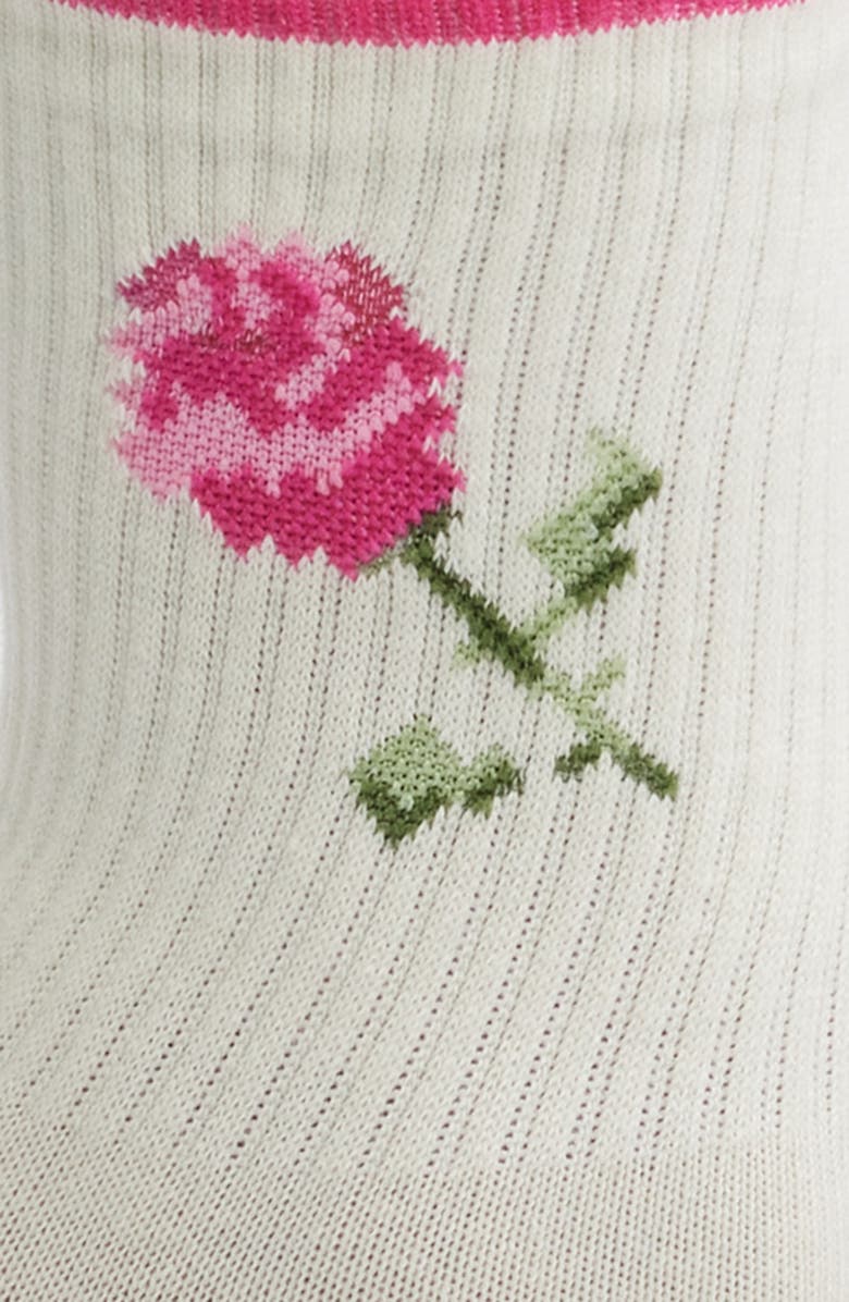 Stems Rose Grippy Crew Socks, Alternate, color, Ivory