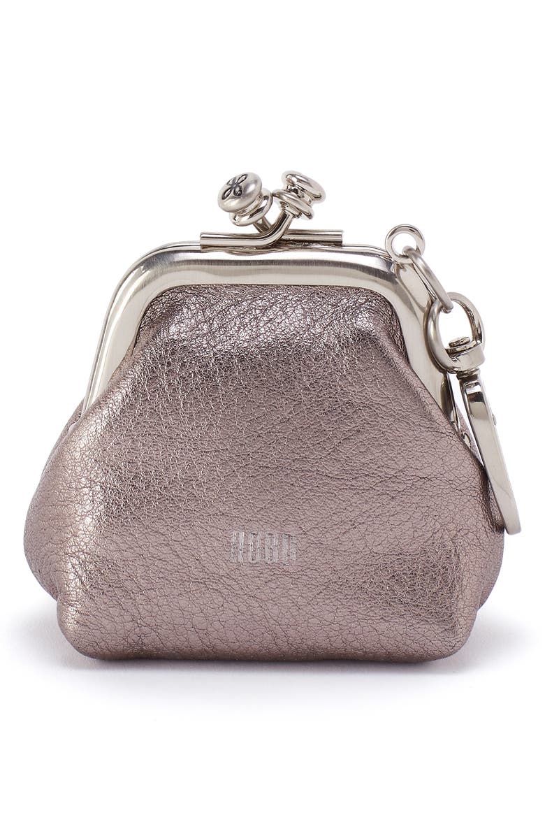 HOBO Run Clip Frame Leather Pouch, Alternate, color, Pewter Spur