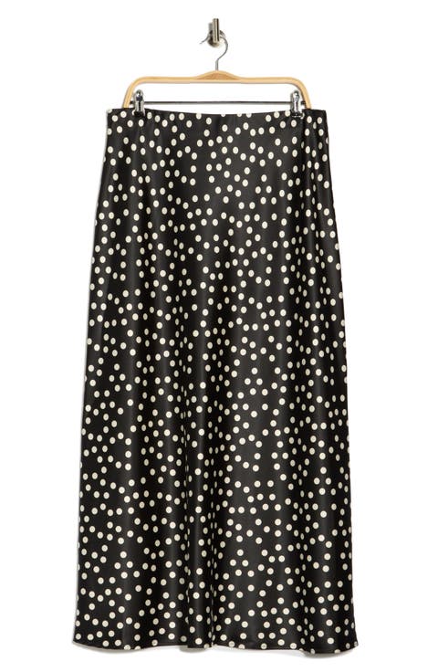 Polka Dot Satin Maxi Skirt (Plus)