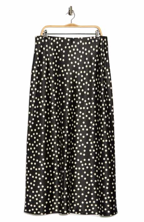 Renee C Polka Dot Satin Maxi Skirt