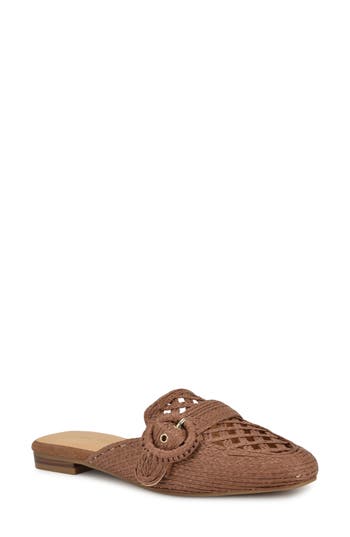 Shop Nine West Caspe Woven Mule In Dark Brown