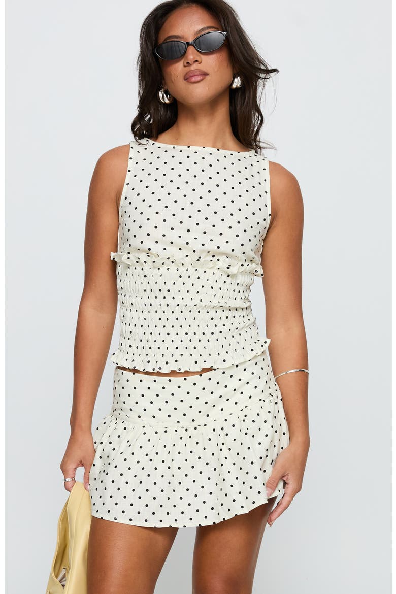 Tovie Linen Blend Skort, Alternate, color, CREAM POLKA