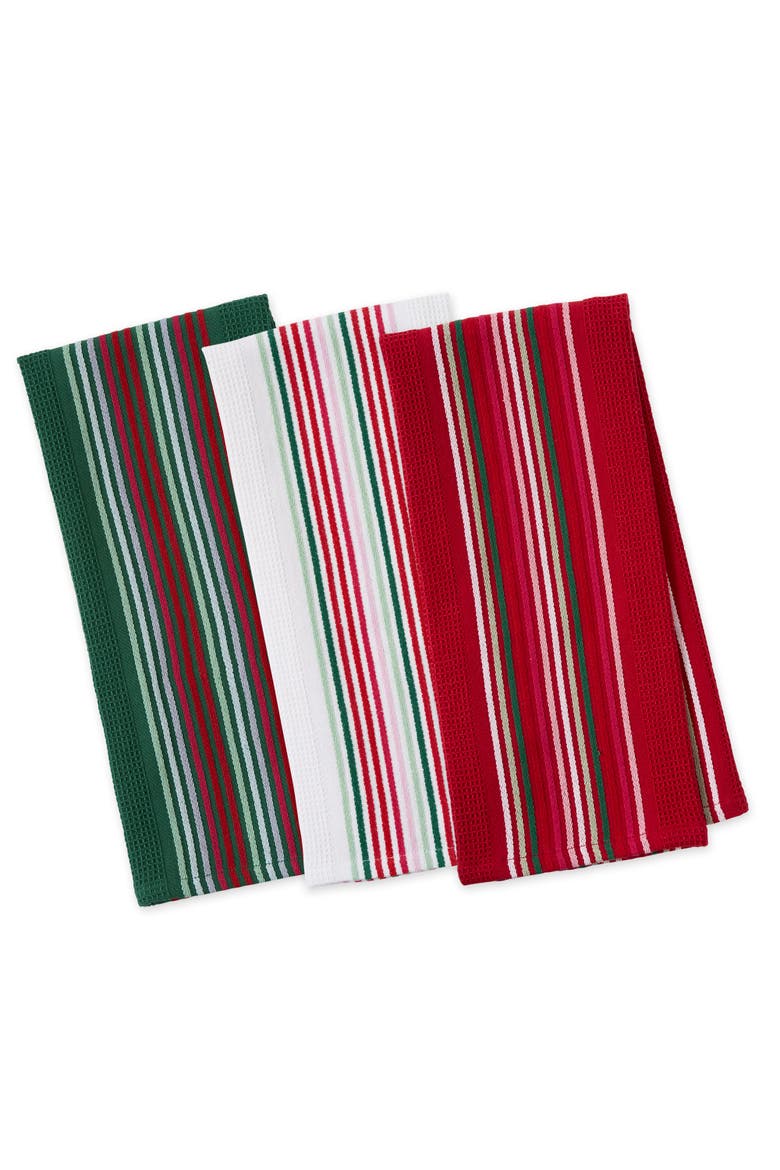 Heavyweight Essentials Dishtowel Set of 3, Alternate, color, Red, White, and Green
