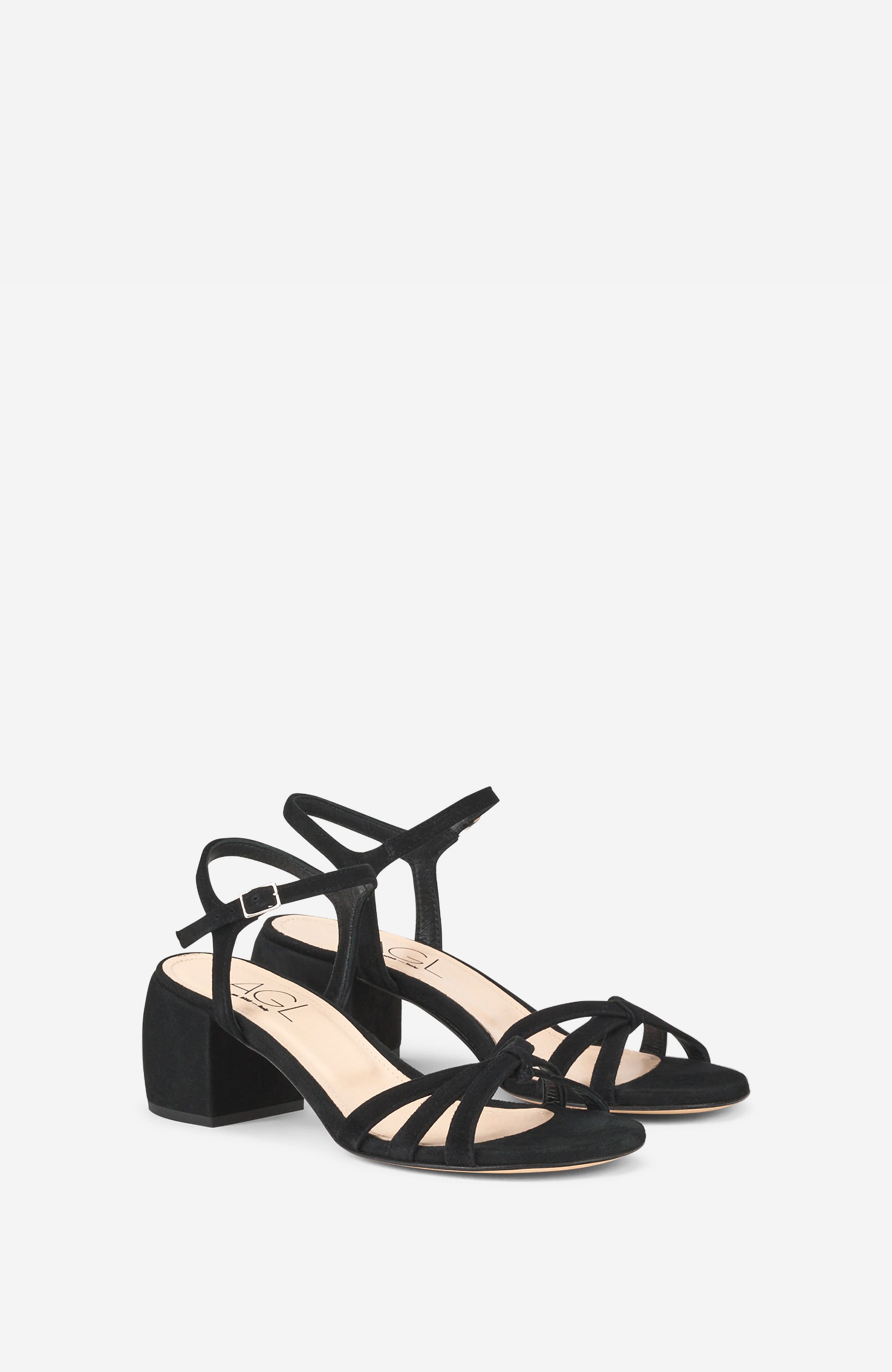 AGL Clio Sandal with Medium Heel, Alternate, color, Black Velour