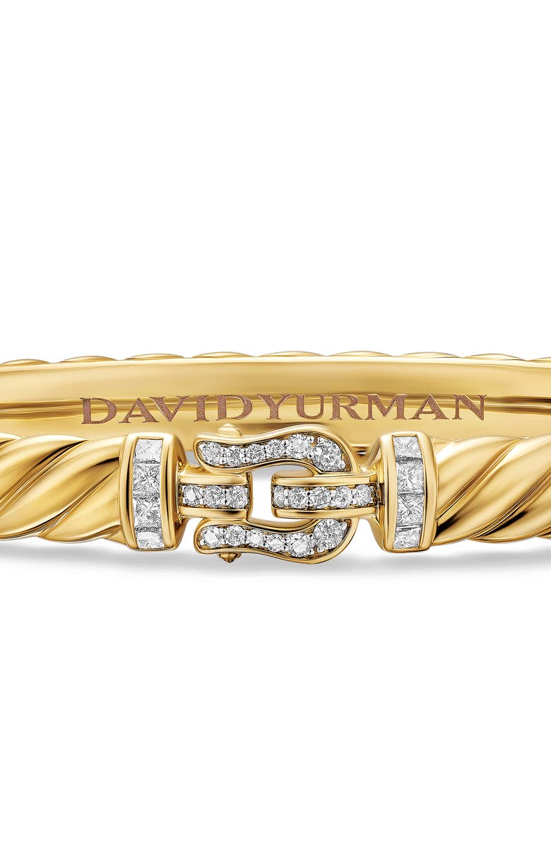 David Yurman Sculpted Cable Buckle Bracelet in 18K Yellow Gold with Diamonds, 6mm, Alternate, color, Diamond