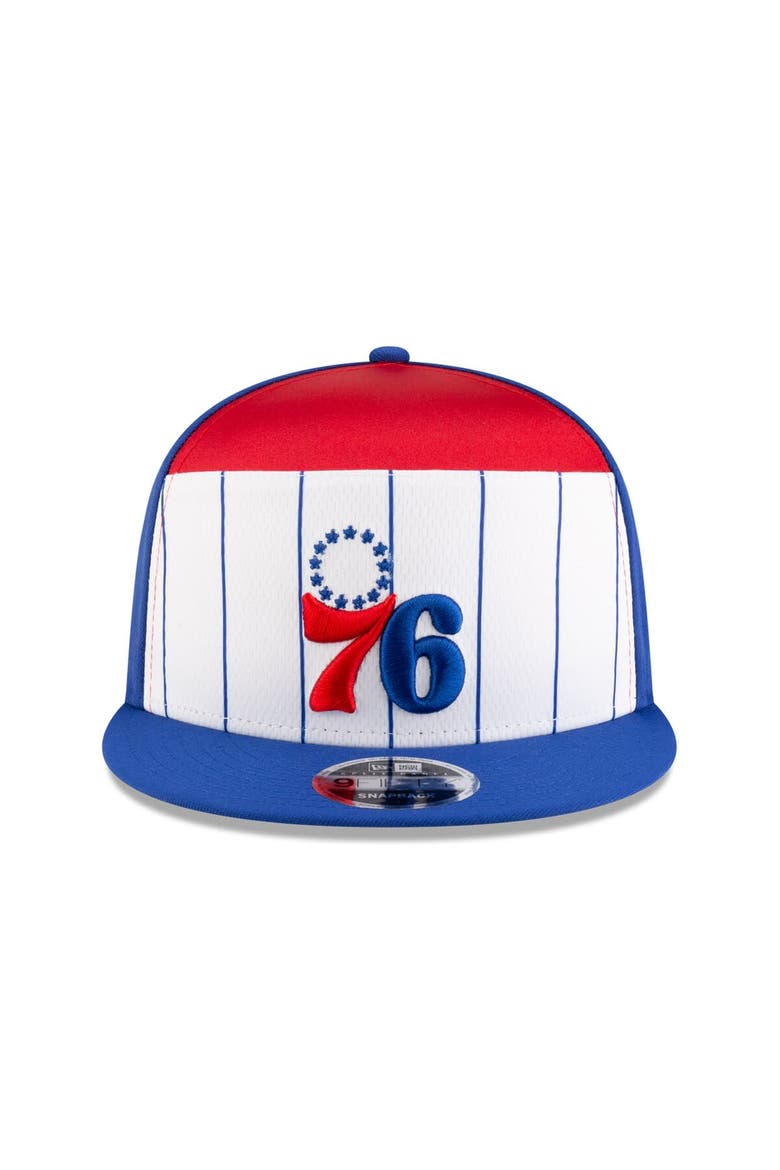 Men's New Era  White/Blue Philadelphia 76ers 2025 NBA Tip Off Split Panel 9FIFTY Snapback Hat, Alternate, color, White