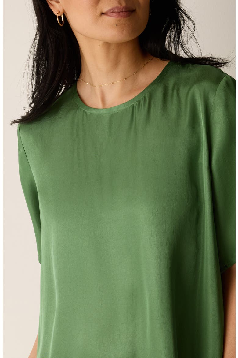 Short Sleeve Satin Dress, Alternate, color, FIELD