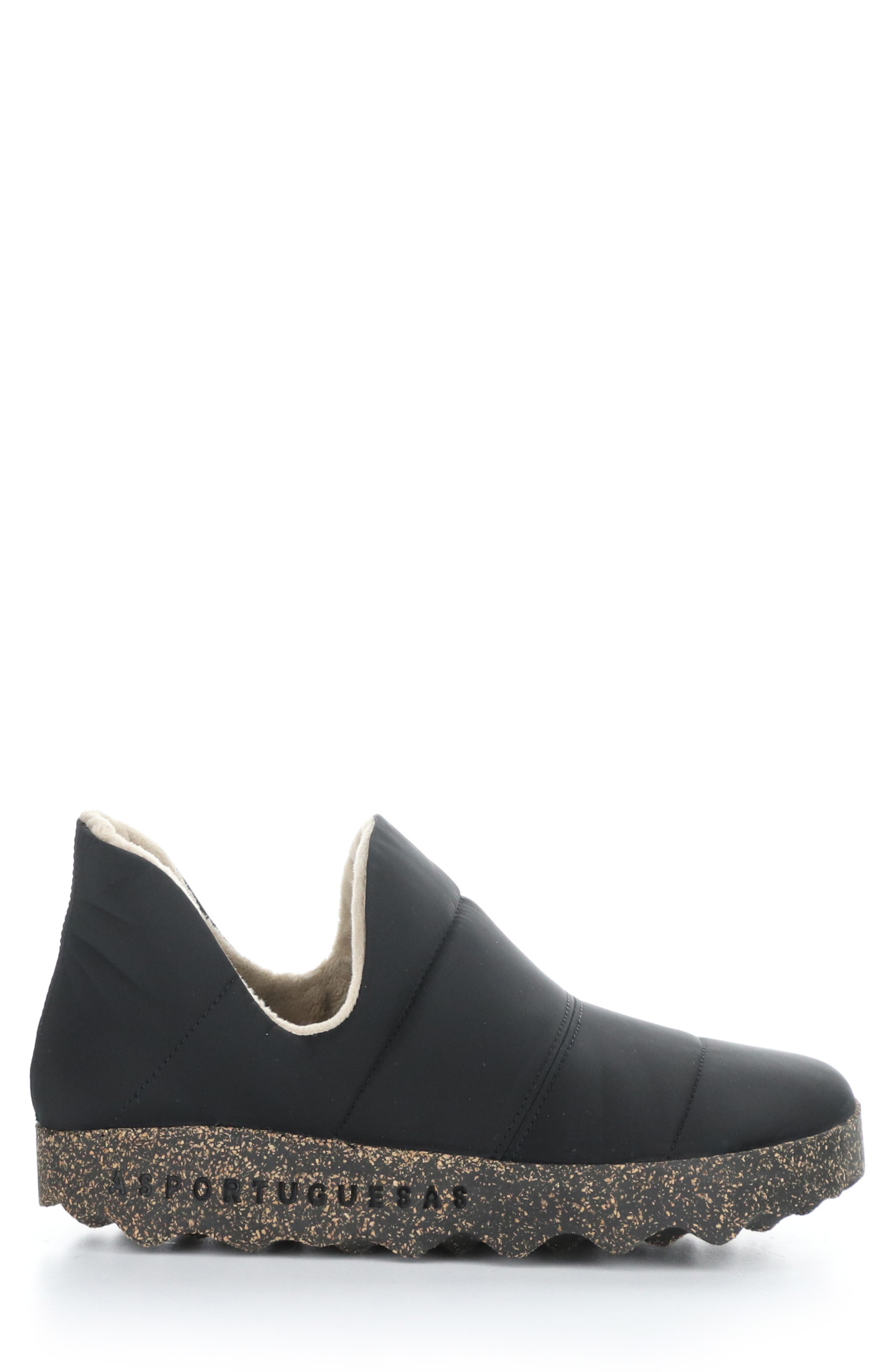 Crus Faux Fur Lined Slip-On Sneaker, Alternate, color, BLACK NYLON