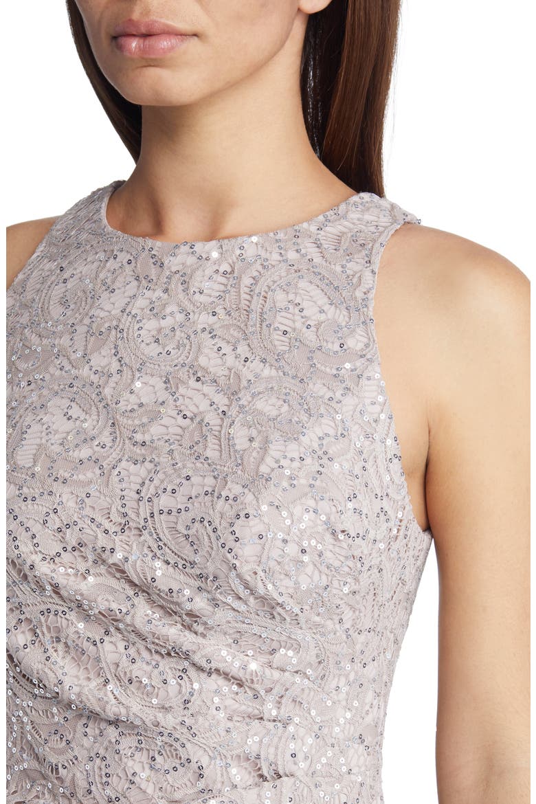 Ruffle Sequin Lace Gown, Alternate, color, BUFF