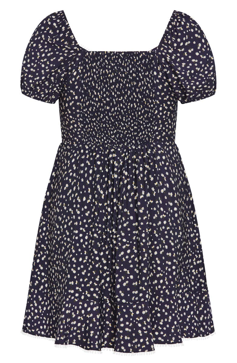 City Chic Sky Kiss Print Minidress, Alternate, color, Navy Daisy