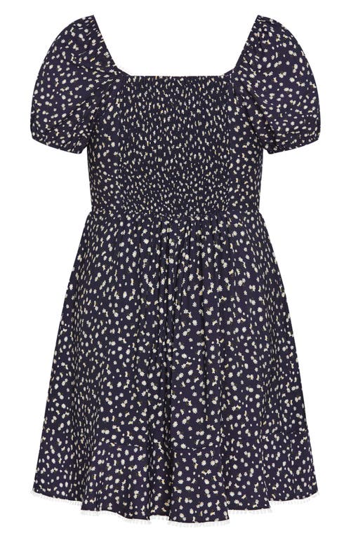 City Chic Sky Kiss Print Minidress In Navy Daisy