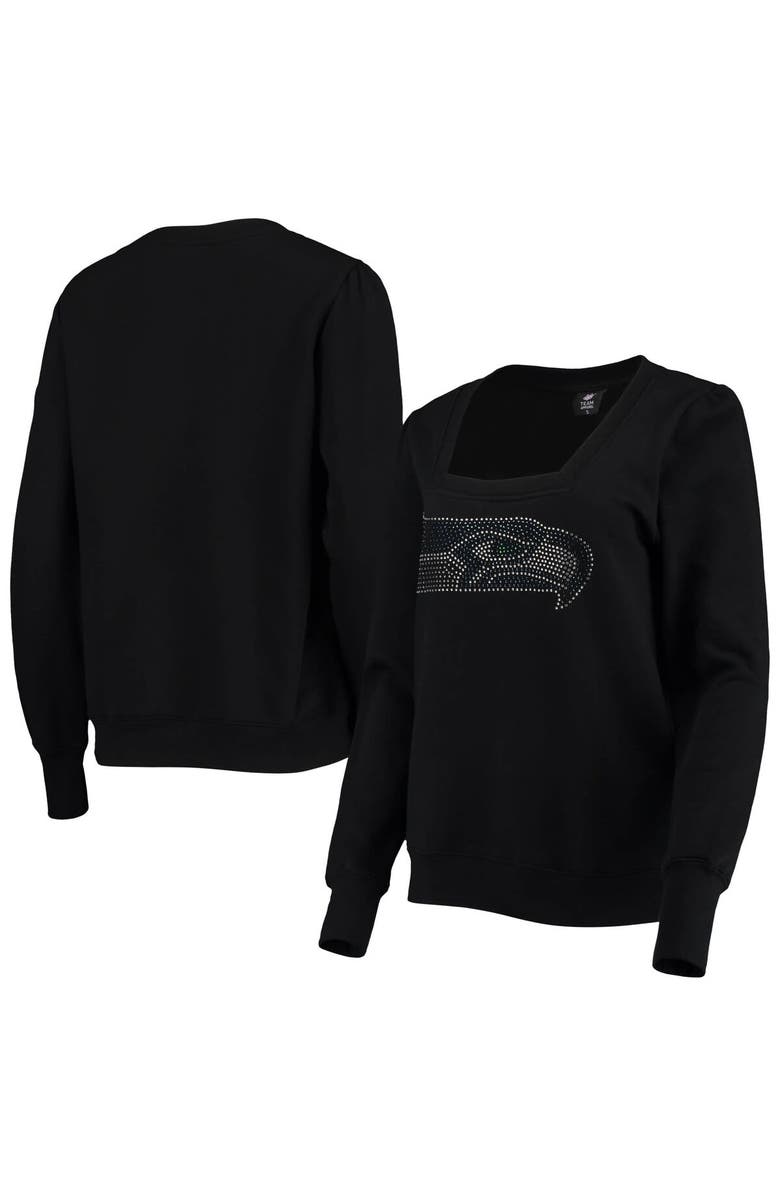CUCE Women's Cuce Black Seattle Seahawks Winners Square Neck Pullover Sweatshirt, Main, color,