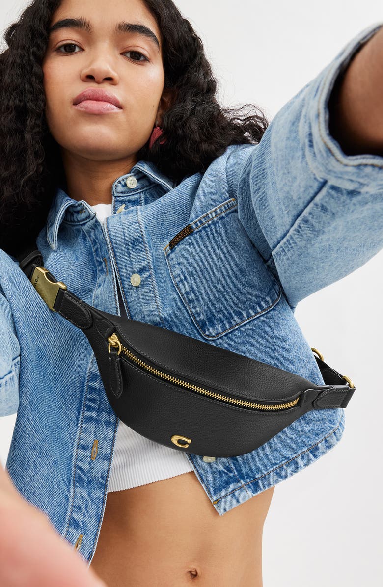 COACH Essential Leather Belt Bag, Alternate, color,