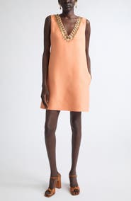 Valentino Garavani Embroidered Wool & Silk Crepe Couture Minidress