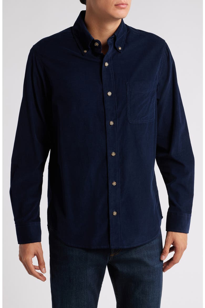 Pinwale Corduroy Button Down Shirt, Main, color, NAVY