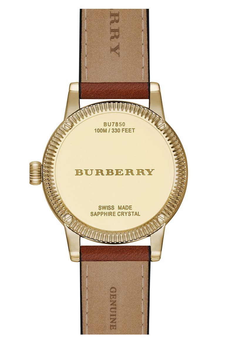 'Utilitarian' Round Leather Wrap Watch, 30mm, Alternate, color, TAN/ GOLD