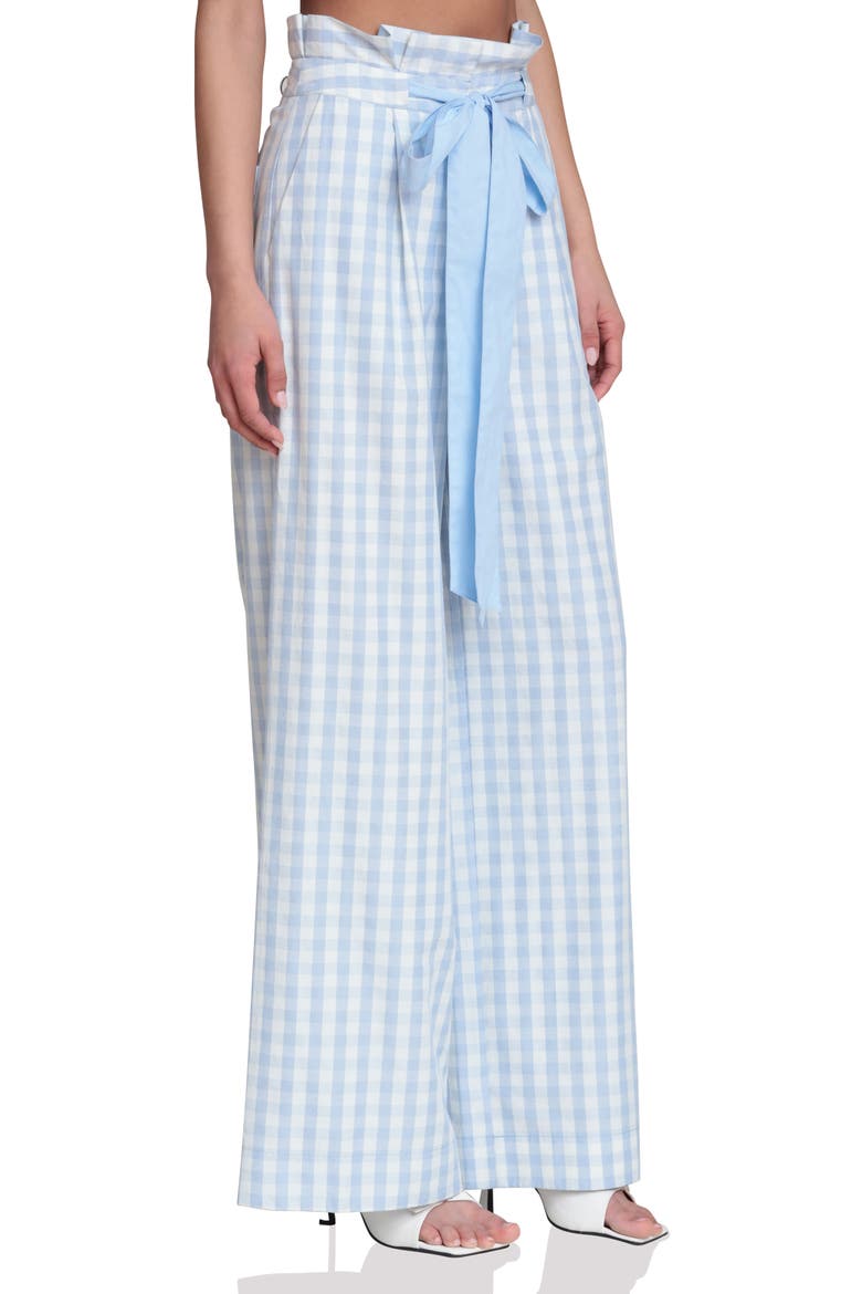 Tie Waist Wide Leg Pants, Alternate, color, LIGHT BLUE GINGHAM